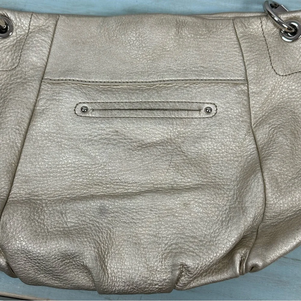 B MAKOWSKY vintage hobo pebbled gold leather shoulder bag